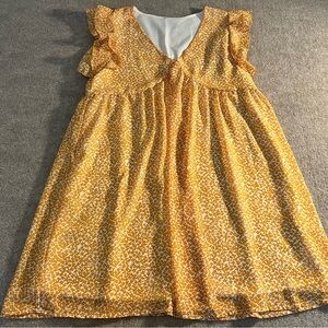 Yellow and White Ruffle Sleeve Dress